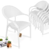 Bahex Bambu Rattan Beyaz 6 Adet Bahçe Sandalyesi