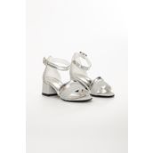 Bak Store Gümüş Simli Kız Çocuk Topuklu Abiye Ayakkabı