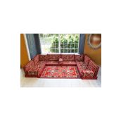 BAKIRÖZÜ HOME Şark Köşesi Takımı Konsepti Kırmızı Anadolu Modeli Koltuk Takımı Sünger Dahil (15 Parça)