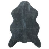 Balat Halı Kalın Desenli Koyu Gri Dekor Peluş Yumuşak Post Halı 60x90