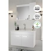 Balneom Defne 02 65 cm Üst Aynalı Lavabo Banyo Dolabı