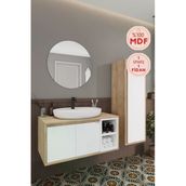 Balneom Gül 100 cm Beyaz Aynalı Lavabo Banyo Dolabı