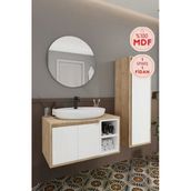 Balneom Gül 80 cm Beyaz Aynalı Lavabo Banyo Dolabı