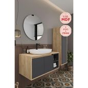 Balneom Gül 90 cm Aynalı Lavabo Banyo Dolabı