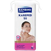 Bambino Cotton Kare 50 Adet Makyaj ve Bebek Temizleme Pamuğu