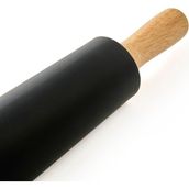 Bambu Saplı Silikon Merdane, Siyah/ahşap, 43 Cm, Dayanıklı ve Şık Tasarım - Ahşap - Rebab