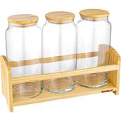 Bambum Bench Standlı 4 Parça Büyük Cam Baharat Takımı