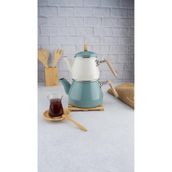 Bambum Lumino Yeşil Bambu Kulplu Emaye Çaydanlık Takımı