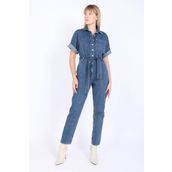 Banny Jeans Koyu Mavi Kadın Yarasa Kol Jean Tulum