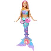 Barbie deniz kızı oyuncakları, Sürpriz çiçek açma özelliğiyle renk geçişli kuyruğu, incili saç bandı ve pembe röfleli uzun sarı saçları olan, JDM72