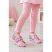 Barbie Kız Çocuk Pembe Panduf Simli Cırt Cırtlı Ev Kreş Anaokulu Ayakkabısı