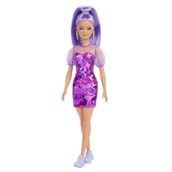 Barbie No:178 Fashionistas Minyon Uzun Mor Saçlı Metalik Mor Elbiseli Oyuncak Bebek
