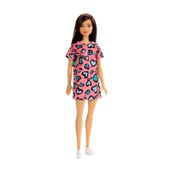 Barbie T7439-GHW46 Esmer Pembe Kalpli Elbiseli Şık Bebek