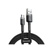 Baseus Cafule Serisi Gri Siyah 1 mt 2.4 A USB Type A & Micro USB Şarj & Data Aktarım Kablosu