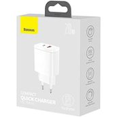 Baseus Compact 20W U+C QC. Beyaz Seyehat Şarjı