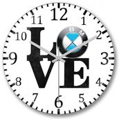 Baskı Dükkanı Love Bmw Aşk Bmw Bombeli Gerçek Cam Duvar Saati