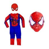 Baskılı Spiderman Örümcek Adam Kostümü + Işıklı Spiderman Maske - Örümcek Adam Kostüm