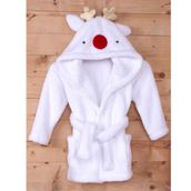 Baveno Renkli Polyester Beyaz Çocuk Kapüşonlu Bornoz