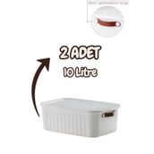 Bayev 2'li Beyaz 10 Lt Boxsis Set Çok Amaçlı Kapaklı Kutu Dolap Içi Düzenleyici Organizer - Hobi Kutusu