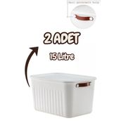 Bayev 2'Li Beyaz 15 Lt Boxsis Set Çok Amaçlı Kapaklı Kutu Dolap İçi Düzenleyici Organizer - Hobi Kutusu