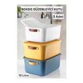 Bayev Boxsıs 3 Adet 10 Lt Mix Düzenleyici Kapaklı Kutu Storage Dekoratif Dolap İçi Organizer Kutu