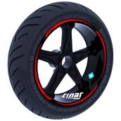 Bayrak Kırmızı 4 Parçalı Keskin Jant Şeridi Sticker Çınar Extreme
