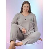 BDK Büyük Beden Kışlık Kadın Pijama Takımı Gri - 3XL