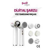 Beauty Vogue 6 Başlık 3 Aşamalı Led Şarjlı Ekranlı Peeling Yüz Masaj Cilt Bakım Cihazı Aleti Frimatör Brush