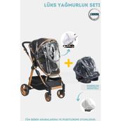 Bebeck Fermuarlı Lüks Travel Bebek Arabası veAna Kucağı Yağmurluğu Seti ( Tüm Travel Arabalara Uyar )