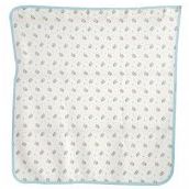 Bebegen Ayıcık Desenli Penye Tek Kat Krem Açık Mavi 80x80 cm Bebek Battaniye
