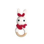 Bebegen Fuşya Pelerinli Beyaz Tavşan Amigurumi Çıngırak