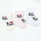 Bebegen ı Love Dad Pembe Krem Beyaz 3'lü Bebek Çorap