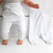 Bebegen Sade Beyaz Tek Alt Bebek Penye Pantolon