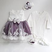 Bebegen Tüllü Güpürlü Mor 5 Parça Kız Mevlüt Takımı