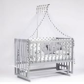 Bebeget G3 60x120 cm Süper Natural Ahşap 4 Kademeli Gri Anne Yanı Sallanır Uyku Seti Yatak ve Bebek Beşiği