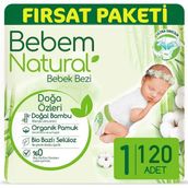 Bebem Natural No:1 Yenidoğan 120 Adet Bebek Bezi