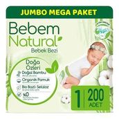 Bebem Natural No:1 Yenidoğan 200 Adet Bebek Bezi