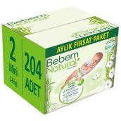 Bebem Natural No:2 Mini 204 Adet Bebek Bezi