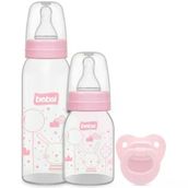 Bebsi 250 ml + 125 ml + Emzik PP Pembe Biberon ve Emzik Seti