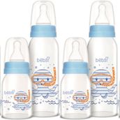 Bebsi Mavi 250 ml + 125 ml 4'lü Cam Biberon Seti