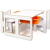 Bees Store 2 Kişilik Çekmeceli Oyun, Aktivite, Etkinlik Masası, Beyaz-Turuncu, 18MM Mdf - 88 x 63 x 43 cm - Beyaz - Turuncu