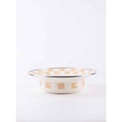 Beige Dama Desenli Emaye Çukur Makarna ve Salata Tabağı 24CM