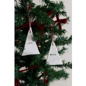 Beige & Stone Yılbaşı El Yapımı Seramik 2 Li Çam Ağacı Süsü Joy Wish