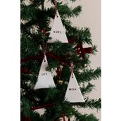 Beige & Stone Yılbaşı El Yapımı Seramik 3 Lü Çam Ağacı Süsü Noel Joy Wish