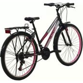 Belderia Vision Elegance 26" Jant Sypo Index (3*7) Vites V-Fren Siyah-Pembe Şehir Bisikleti - Mat Siyah - Pembe