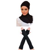 Belifanti Collection Kadın Penye Namaz Kolluğu Boyunluklu Bone 2'li Set Siyah