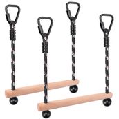 BeneLabel Engel Slackline Çubuğu, 2 Paket Maymun Çubukları 35 cm, Dış Mekan Ahşap Karabina Egzersiz Ekipmanları, İç Mekan Eğlenceli Aktiviteler Çocuklar, 250 lbs, 14 Yaş, Siyah