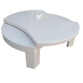 Bengi Ticaret 13771 Model Mdf Tabla Kayın Retro Ayak Parlak Beyaz Lake El Yapım Orta Sehpa