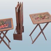 Bengi Ticaret 90376 Dikdörtgen Resimli Model Kayın Yapım Zigon Sehpa