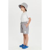 Benitto Kids 7005 - Antara Metalik Gri Düz Erkek Çocuk Deniz Şortu
